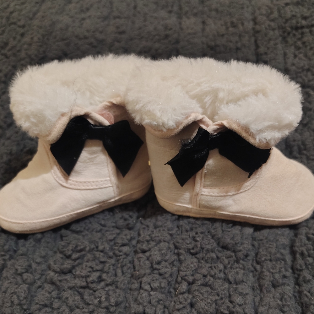 Kate Spade Cream Boots with Black Bow